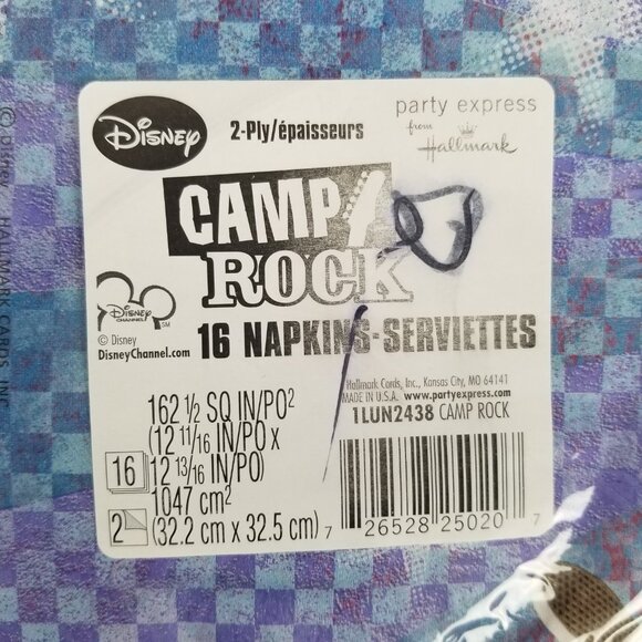 Camp Rock Paper Party Pack Disney Hallmark 2008 Plates Napkin NEW Joe Jonas Demi - Picture 9 of 9
